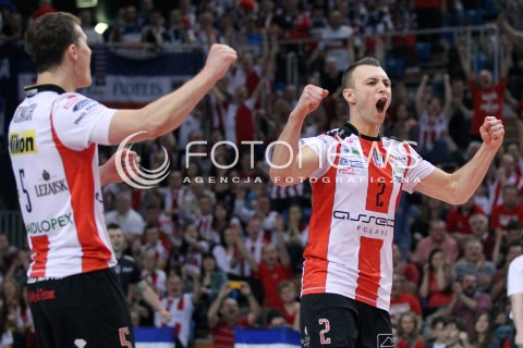  13.04.2013 RZESZOW SIATKOWKA PLUS LIGA 2012/2013 MEN VOLLEYBALL POLAND POLISH PLUSLIGA LEAGUE SEASON 2012/2013 FINAL 3. MECZ ASSECO RESOVIA RZESZOW - ZAKSA KEDZIERZYN KOZLE N/Z PAUL LOTMAN LUKAS TICHACEK RADOSC  