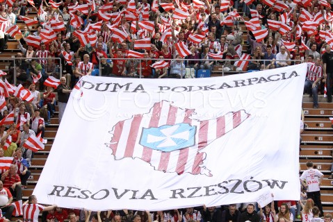  13.04.2013 RZESZOW SIATKOWKA PLUS LIGA 2012/2013 MEN VOLLEYBALL POLAND POLISH PLUSLIGA LEAGUE SEASON 2012/2013 FINAL 3. MECZ ASSECO RESOVIA RZESZOW - ZAKSA KEDZIERZYN KOZLE N/Z BANER TRANSPARENT KIBICE DUMA PODKARPACIA RESOVIA RZESZOW  