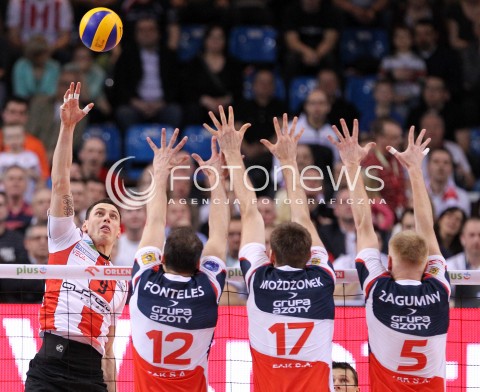  13.04.2013 RZESZOW SIATKOWKA PLUS LIGA 2012/2013 MEN VOLLEYBALL POLAND POLISH PLUSLIGA LEAGUE SEASON 2012/2013 FINAL 3. MECZ ASSECO RESOVIA RZESZOW - ZAKSA KEDZIERZYN KOZLE N/Z ZBIGNIEW BARTMAN MARCIN MOZDZONEK PAWEL ZAGUMNY FELIPE FONTELES  