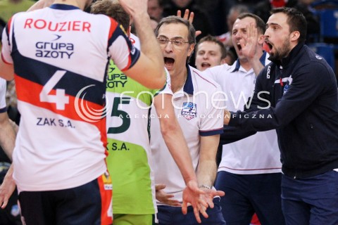  14.04.2013 RZESZOW SIATKOWKA PLUS LIGA 2012/2013 MEN VOLLEYBALL POLAND POLISH PLUSLIGA LEAGUE SEASON 2012/2013 FINAL 4. MECZ ASSECO RESOVIA RZESZOW - ZAKSA KEDZIERZYN KOZLE N/Z RADOSC EMOCJE DANIEL CASTELLANI TRENER ( HEAD COACH ) ANTONIN ROUZIER  