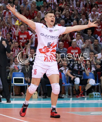  14.04.2013 RZESZOW SIATKOWKA PLUS LIGA 2012/2013 MEN VOLLEYBALL POLAND POLISH PLUSLIGA LEAGUE SEASON 2012/2013 FINAL 4. MECZ ASSECO RESOVIA RZESZOW - ZAKSA KEDZIERZYN KOZLE N/Z KRZYSZTOF IGNACZAK RADOSC EMOCJE SYLWETKA  