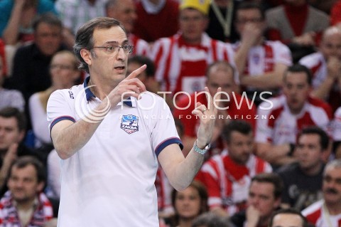  14.04.2013 RZESZOW SIATKOWKA PLUS LIGA 2012/2013 MEN VOLLEYBALL POLAND POLISH PLUSLIGA LEAGUE SEASON 2012/2013 FINAL 4. MECZ ASSECO RESOVIA RZESZOW - ZAKSA KEDZIERZYN KOZLE N/Z DANIEL CASTELLANI TRENER ( HEAD COACH ) ZLOSC RADOSC EMOCJE  