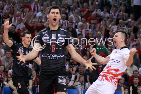  14.04.2013 RZESZOW SIATKOWKA PLUS LIGA 2012/2013 MEN VOLLEYBALL POLAND POLISH PLUSLIGA LEAGUE SEASON 2012/2013 FINAL 4. MECZ ASSECO RESOVIA RZESZOW - ZAKSA KEDZIERZYN KOZLE N/Z KRZYSZTOF IGNACZAK GRZEGORZ KOSOK ZBIGNIEW BARTMAN RADOSC EMOCJE  
