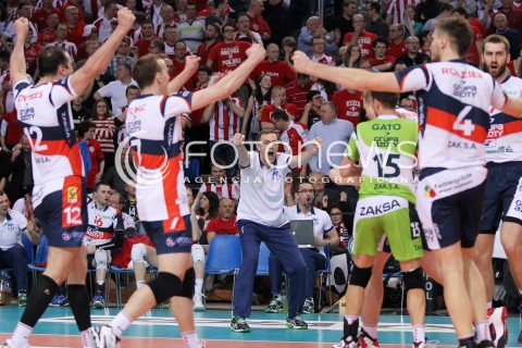  14.04.2013 RZESZOW SIATKOWKA PLUS LIGA 2012/2013 MEN VOLLEYBALL POLAND POLISH PLUSLIGA LEAGUE SEASON 2012/2013 FINAL 4. MECZ ASSECO RESOVIA RZESZOW - ZAKSA KEDZIERZYN KOZLE N/Z DANIEL CASTELLANI TRENER ( HEAD COACH ) RADOSC ZAKSA SIATKARZY  