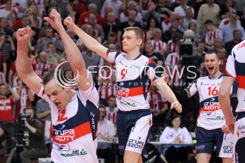  14.04.2013 RZESZOW SIATKOWKA PLUS LIGA 2012/2013 MEN VOLLEYBALL POLAND POLISH PLUSLIGA LEAGUE SEASON 2012/2013 FINAL 4. MECZ ASSECO RESOVIA RZESZOW - ZAKSA KEDZIERZYN KOZLE N/Z FELIPE FONTELES LUKASZ WISNIEWSKI MICHAL RUCIAK RADOSC  