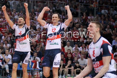  14.04.2013 RZESZOW SIATKOWKA PLUS LIGA 2012/2013 MEN VOLLEYBALL POLAND POLISH PLUSLIGA LEAGUE SEASON 2012/2013 FINAL 4. MECZ ASSECO RESOVIA RZESZOW - ZAKSA KEDZIERZYN KOZLE N/Z ANTONIN ROUZIER FELIPE FONTELES JURIJ GLADYR RADOSC EMOCJE  