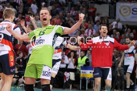  14.04.2013 RZESZOW SIATKOWKA PLUS LIGA 2012/2013 MEN VOLLEYBALL POLAND POLISH PLUSLIGA LEAGUE SEASON 2012/2013 FINAL 4. MECZ ASSECO RESOVIA RZESZOW - ZAKSA KEDZIERZYN KOZLE N/Z PIOTR GACEK RADOSC EMOCJE  