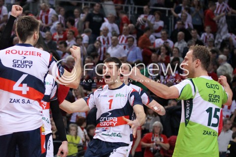  14.04.2013 RZESZOW SIATKOWKA PLUS LIGA 2012/2013 MEN VOLLEYBALL POLAND POLISH PLUSLIGA LEAGUE SEASON 2012/2013 FINAL 4. MECZ ASSECO RESOVIA RZESZOW - ZAKSA KEDZIERZYN KOZLE N/Z SERHIY KAPELUS PIOTR GACEK ANTONIN ROUZIER RADOSC WYGRANA  