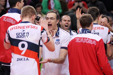  14.04.2013 RZESZOW SIATKOWKA PLUS LIGA 2012/2013 MEN VOLLEYBALL POLAND POLISH PLUSLIGA LEAGUE SEASON 2012/2013 FINAL 4. MECZ ASSECO RESOVIA RZESZOW - ZAKSA KEDZIERZYN KOZLE N/Z DANIEL CASTELLANI TRENER ( HEAD COACH ) LUKASZ WISNIEWSKI RADOSC EMOCJE  