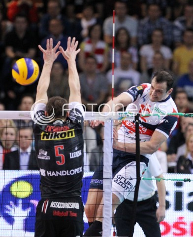  14.04.2013 RZESZOW SIATKOWKA PLUS LIGA 2012/2013 MEN VOLLEYBALL POLAND POLISH PLUSLIGA LEAGUE SEASON 2012/2013 FINAL 4. MECZ ASSECO RESOVIA RZESZOW - ZAKSA KEDZIERZYN KOZLE N/Z FELIPE FONTELES LUKAS TICHACEK  