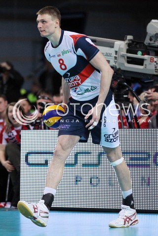  14.04.2013 RZESZOW SIATKOWKA PLUS LIGA 2012/2013 MEN VOLLEYBALL POLAND POLISH PLUSLIGA LEAGUE SEASON 2012/2013 FINAL 4. MECZ ASSECO RESOVIA RZESZOW - ZAKSA KEDZIERZYN KOZLE N/Z JURIJ GLADYR SYLWETKA  