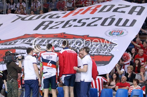  14.04.2013 RZESZOW SIATKOWKA PLUS LIGA 2012/2013 MEN VOLLEYBALL POLAND POLISH PLUSLIGA LEAGUE SEASON 2012/2013 FINAL 4. MECZ ASSECO RESOVIA RZESZOW - ZAKSA KEDZIERZYN KOZLE N/Z SIATKARZE ZAKSY TWIERDZA RZESZOW TWIERRDZA BANER TRANSPARENT  