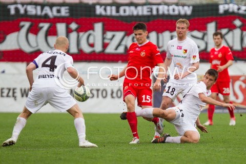  04.05.2013 LODZ PILKA NOZNA T-MOBILE EKSTRAKLASA SEZON 2012/2013 FOOTBALL POLISH EKSTRAKLASA SEASON WIDZEW LODZ - JAGIELLONIA BIALYSTOK N/Z MARIUSZ STEPINSKI ADAM DZWIGALA   