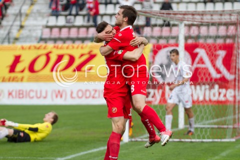  04.05.2013 LODZ PILKA NOZNA T-MOBILE EKSTRAKLASA SEZON 2012/2013 FOOTBALL POLISH EKSTRAKLASA SEASON WIDZEW LODZ - JAGIELLONIA BIALYSTOK N/Z LUKASZ BROZ RADOSC   