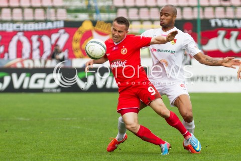  04.05.2013 LODZ PILKA NOZNA T-MOBILE EKSTRAKLASA SEZON 2012/2013 FOOTBALL POLISH EKSTRAKLASA SEASON WIDZEW LODZ - JAGIELLONIA BIALYSTOK N/Z UGOCHUKWU UKAH MARCIN KACZMAREK   