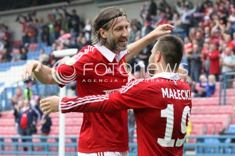  11.05.2013 KRAKOW PILKA NOZNA POLSKA T-MOBILE EKSTRAKLASA SEZON 2012/2013 <br />FOOTBALL POLISH EKSTRAKLASA SEASON 2012/2013 WISLA KRAKOW - KORONA KIELCE <br />N/Z PATRYK MALECKI RADOSC GOL ARKADIUSZ GLOWACKI<br /> 