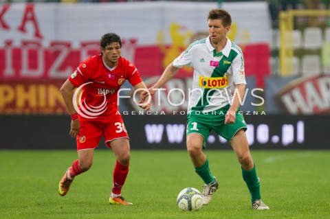  20.05.2013 LODZ PILKA NOZNA T-MOBILE EKSTRAKLASA SEZON 2012/2013 FOOTBALL POLISH EKSTRAKLASA SEASON WIDZEW LODZ - LECHIA GDANSK N/Z HACHEM ABBES GRZEGORZ RASIAK  