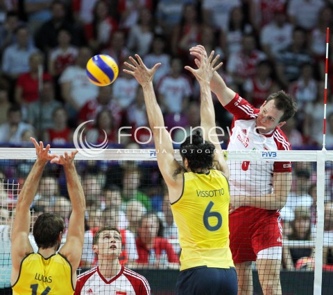  07.06.2013 WARSZAWA TORWAR<br />SIATKOWKA MEZCZYZN LIGA SWIATOWA 2013<br />FIVB VOLLEYBALL WORLD LEAGUE 2012 POLSKA - BRAZYLIA ( POLAND - BRAZIL )<br />N/Z BARTOSZ KUREK VISSOTTO ( LEANDRO VISSOTTO NEVES ) LUCAS SAATKAMP <br />  