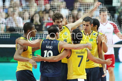  07.06.2013 WARSZAWA TORWAR<br />SIATKOWKA MEZCZYZN LIGA SWIATOWA 2013<br />FIVB VOLLEYBALL WORLD LEAGUE 2012 POLSKA - BRAZYLIA ( POLAND - BRAZIL )<br />N/Z BRAZYLIA RADOSC SIATKARZY<br />  