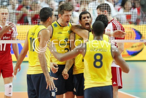  07.06.2013 WARSZAWA TORWAR<br />SIATKOWKA MEZCZYZN LIGA SWIATOWA 2013<br />FIVB VOLLEYBALL WORLD LEAGUE 2012 POLSKA - BRAZYLIA ( POLAND - BRAZIL )<br />N/Z EDER CARBONERA RICARDO LUCARELLI SANTOS DE SOUZA WALLACE DE SOUZA RADOSC<br />  
