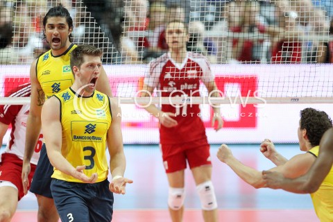  07.06.2013 WARSZAWA TORWAR<br />SIATKOWKA MEZCZYZN LIGA SWIATOWA 2013<br />FIVB VOLLEYBALL WORLD LEAGUE 2012 POLSKA - BRAZYLIA ( POLAND - BRAZIL )<br />N/Z EDER CARBONERA DANTE AMARAL VISSOTTO ( LEANDRO VISSOTTO NEVES ) RADOSC EMOCJE<br />  