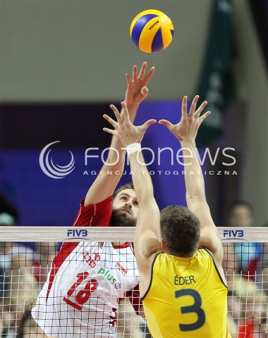  07.06.2013 WARSZAWA TORWAR<br />SIATKOWKA MEZCZYZN LIGA SWIATOWA 2013<br />FIVB VOLLEYBALL WORLD LEAGUE 2012 POLSKA - BRAZYLIA ( POLAND - BRAZIL )<br />N/Z MARCIN MOZDZONEK EDER CARBONERA <br />  