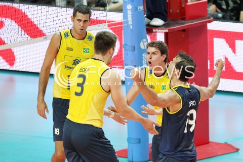  07.06.2013 WARSZAWA TORWAR<br />SIATKOWKA MEZCZYZN LIGA SWIATOWA 2013<br />FIVB VOLLEYBALL WORLD LEAGUE 2012 POLSKA - BRAZYLIA ( POLAND - BRAZIL )<br />N/Z DANTE AMARAL  MARIO DA SILVA PEDREIRA JUNIOR EDER CARBONERA RADOSC<br />  