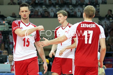  07.06.2013 WARSZAWA TORWAR<br />SIATKOWKA MEZCZYZN LIGA SWIATOWA 2013<br />FIVB VOLLEYBALL WORLD LEAGUE 2012 POLSKA - BRAZYLIA ( POLAND - BRAZIL )<br />N/Z LUKASZ ZYGADLO PAWEL ZATORSKI GRZEGORZ KOSOK ZLOSC EMOCJE<br />  