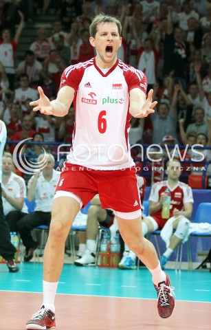  07.06.2013 WARSZAWA TORWAR<br />SIATKOWKA MEZCZYZN LIGA SWIATOWA 2013<br />FIVB VOLLEYBALL WORLD LEAGUE 2012 POLSKA - BRAZYLIA ( POLAND - BRAZIL )<br />N/Z BARTOSZ KUREK RADOSC SYLWETKA EMOCJE<br />  