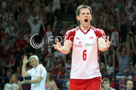  07.06.2013 WARSZAWA TORWAR<br />SIATKOWKA MEZCZYZN LIGA SWIATOWA 2013<br />FIVB VOLLEYBALL WORLD LEAGUE 2012 POLSKA - BRAZYLIA ( POLAND - BRAZIL )<br />N/Z BARTOSZ KUREK RADOSC<br />  