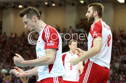  07.06.2013 WARSZAWA TORWAR<br />SIATKOWKA MEZCZYZN LIGA SWIATOWA 2013<br />FIVB VOLLEYBALL WORLD LEAGUE 2012 POLSKA - BRAZYLIA ( POLAND - BRAZIL )<br />N/Z LUKASZ ZYGADLO MARCIN MOZDZONEK RADOSC EMOCJE<br />  
