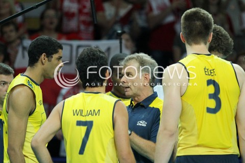  07.06.2013 WARSZAWA TORWAR<br />SIATKOWKA MEZCZYZN LIGA SWIATOWA 2013<br />FIVB VOLLEYBALL WORLD LEAGUE 2012 POLSKA - BRAZYLIA ( POLAND - BRAZIL )<br />N/Z BERNARDO REZENDE TRENER ( HEAD COACH ) DANTE AMARAL EDER CARBONERA WILLIAM ARJONA <br />  