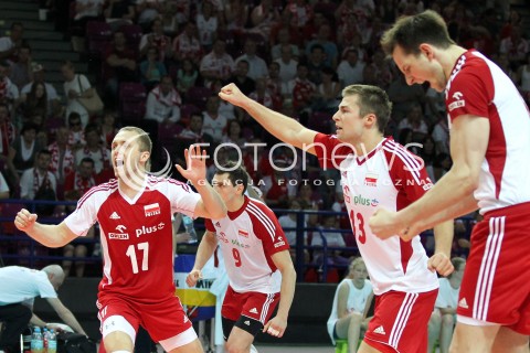  07.06.2013 WARSZAWA TORWAR<br />SIATKOWKA MEZCZYZN LIGA SWIATOWA 2013<br />FIVB VOLLEYBALL WORLD LEAGUE 2012 POLSKA - BRAZYLIA ( POLAND - BRAZIL )<br />N/Z PAWEL ZATORSKI MICHAL KUBIAK BARTOSZ KUREK ZBIGNIEW BARTMAN RADOSC EMOCJE<br />  