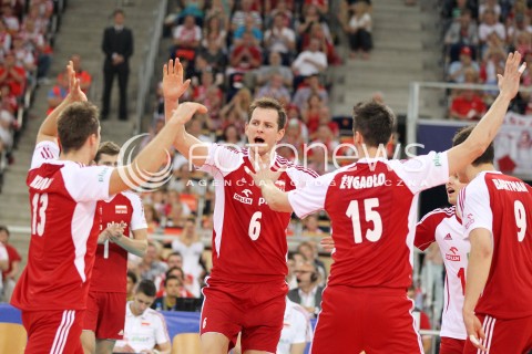  09.06.2013 LODZ ATLAS ARENA<br />SIATKOWKA MEZCZYZN LIGA SWIATOWA 2013<br />FIVB VOLLEYBALL WORLD LEAGUE 2012 POLSKA - BRAZYLIA ( POLAND - BRAZIL )<br />N/Z BARTOSZ KUREK MICHAL KUBIAK LUKASZ ZYGADLO RADOSC EMOCJE<br /> 
