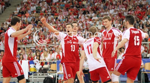  09.06.2013 LODZ ATLAS ARENA<br />SIATKOWKA MEZCZYZN LIGA SWIATOWA 2013<br />FIVB VOLLEYBALL WORLD LEAGUE 2012 POLSKA - BRAZYLIA ( POLAND - BRAZIL )<br />N/Z MICHAL KUBIAK PAWEL ZATORSKI PIOTR NOWAKOWSKI LUKASZ ZYGADLO ZBIGNIEW BARTMAN RADOSC EMOCJE <br /> 
