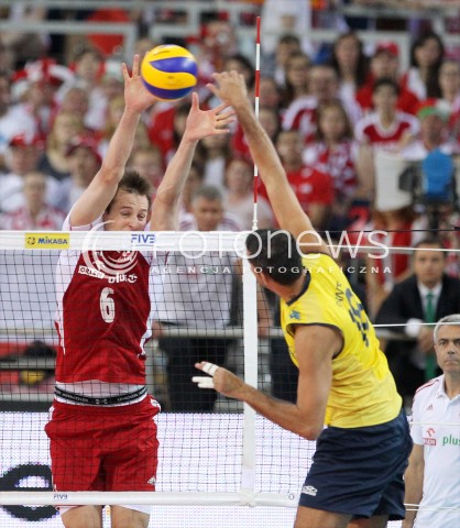  09.06.2013 LODZ ATLAS ARENA<br />SIATKOWKA MEZCZYZN LIGA SWIATOWA 2013<br />FIVB VOLLEYBALL WORLD LEAGUE 2012 POLSKA - BRAZYLIA ( POLAND - BRAZIL )<br />N/Z BARTOSZ KUREK DANTE AMARAL <br /> 