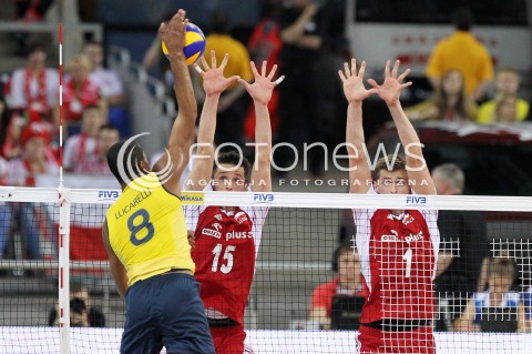  09.06.2013 LODZ ATLAS ARENA<br />SIATKOWKA MEZCZYZN LIGA SWIATOWA 2013<br />FIVB VOLLEYBALL WORLD LEAGUE 2012 POLSKA - BRAZYLIA ( POLAND - BRAZIL )<br />N/Z LUKASZ ZYGADLO BRUNO MOSSA REZENDE RICARDO LUCARELLI SANTOS DE SOUZA <br /> 