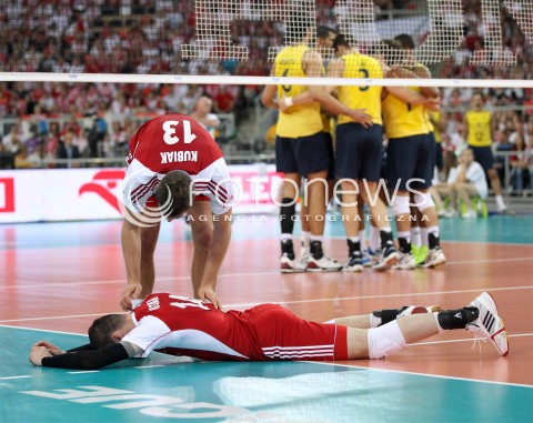  09.06.2013 LODZ ATLAS ARENA<br />SIATKOWKA MEZCZYZN LIGA SWIATOWA 2013<br />FIVB VOLLEYBALL WORLD LEAGUE 2012 POLSKA - BRAZYLIA ( POLAND - BRAZIL )<br />N/Z MICHAL KUBIAK MICHAL RUCIAK PORAZKA PRZEGRANA EMOCJE<br /> 