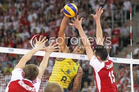  09.06.2013 LODZ ATLAS ARENA<br />SIATKOWKA MEZCZYZN LIGA SWIATOWA 2013<br />FIVB VOLLEYBALL WORLD LEAGUE 2012 POLSKA - BRAZYLIA ( POLAND - BRAZIL )<br />N/Z RICARDO LUCARELLI SANTOS DE SOUZA PIOTR NOWAKOWSKI LUKASZ ZYGADLO <br /> 