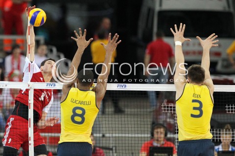  09.06.2013 LODZ ATLAS ARENA<br />SIATKOWKA MEZCZYZN LIGA SWIATOWA 2013<br />FIVB VOLLEYBALL WORLD LEAGUE 2012 POLSKA - BRAZYLIA ( POLAND - BRAZIL )<br />N/Z ZBIGNIEW BARTMAN RICARDO LUCARELLI SANTOS DE SOUZA EDER CARBONERA <br /> 
