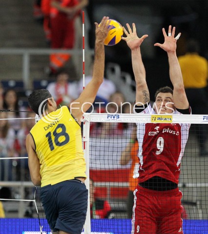  09.06.2013 LODZ ATLAS ARENA<br />SIATKOWKA MEZCZYZN LIGA SWIATOWA 2013<br />FIVB VOLLEYBALL WORLD LEAGUE 2012 POLSKA - BRAZYLIA ( POLAND - BRAZIL )<br />N/Z ZBIGNIEW BARTMAN DANTE AMARAL <br /> 