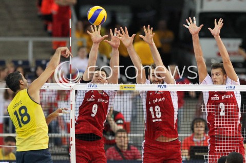  09.06.2013 LODZ ATLAS ARENA<br />SIATKOWKA MEZCZYZN LIGA SWIATOWA 2013<br />FIVB VOLLEYBALL WORLD LEAGUE 2012 POLSKA - BRAZYLIA ( POLAND - BRAZIL )<br />N/Z ZBIGNIEW BARTMAN MICHAL WINIARSKI MARCIN MOZDZONEK DANTE AMARAL <br /> 