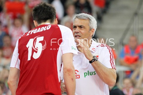  09.06.2013 LODZ ATLAS ARENA<br />SIATKOWKA MEZCZYZN LIGA SWIATOWA 2013<br />FIVB VOLLEYBALL WORLD LEAGUE 2012 POLSKA - BRAZYLIA ( POLAND - BRAZIL )<br />N/Z ANDREA ANASTASI TRENER ( HEAD COACH ) LUKASZ ZYGADLO <br /> 