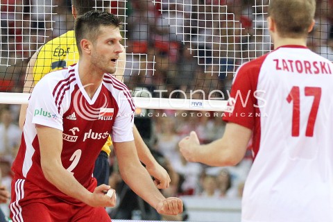  09.06.2013 LODZ ATLAS ARENA<br />SIATKOWKA MEZCZYZN LIGA SWIATOWA 2013<br />FIVB VOLLEYBALL WORLD LEAGUE 2012 POLSKA - BRAZYLIA ( POLAND - BRAZIL )<br />N/Z MICHAL WINIARSKI PAWEL ZATORSKI RADOSC EMOCJE <br /> 