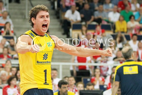  09.06.2013 LODZ ATLAS ARENA<br />SIATKOWKA MEZCZYZN LIGA SWIATOWA 2013<br />FIVB VOLLEYBALL WORLD LEAGUE 2012 POLSKA - BRAZYLIA ( POLAND - BRAZIL )<br />N/Z BRUNO MOSSA REZENDE RADOSC EMOCJE <br /> 