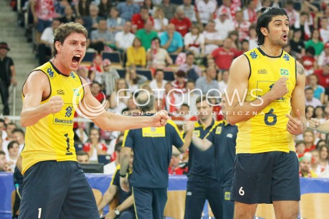  09.06.2013 LODZ ATLAS ARENA<br />SIATKOWKA MEZCZYZN LIGA SWIATOWA 2013<br />FIVB VOLLEYBALL WORLD LEAGUE 2012 POLSKA - BRAZYLIA ( POLAND - BRAZIL )<br />N/Z BRUNO MOSSA REZENDE VISSOTTO ( LEANDRO VISSOTTO NEVES ) RADOSC EMOCJE <br /> 