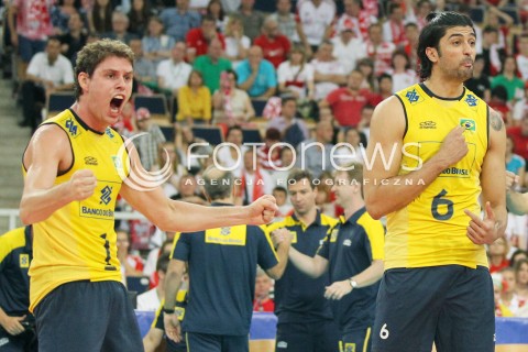  09.06.2013 LODZ ATLAS ARENA<br />SIATKOWKA MEZCZYZN LIGA SWIATOWA 2013<br />FIVB VOLLEYBALL WORLD LEAGUE 2012 POLSKA - BRAZYLIA ( POLAND - BRAZIL )<br />N/Z BRUNO MOSSA REZENDE VISSOTTO ( LEANDRO VISSOTTO NEVES ) RADOSC EMOCJE <br /> 