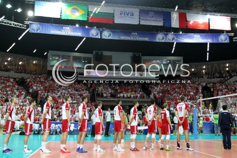  05.07.2013 KATOWICE SPODEK<br />SIATKOWKA MEZCZYZN LIGA SWIATOWA 2013<br />FIVB VOLLEYBALL WORLD LEAGUE 2013 POLSKA - USA <br />N/Z REPREZENTACJA POLSKI HYMN <br /> 
