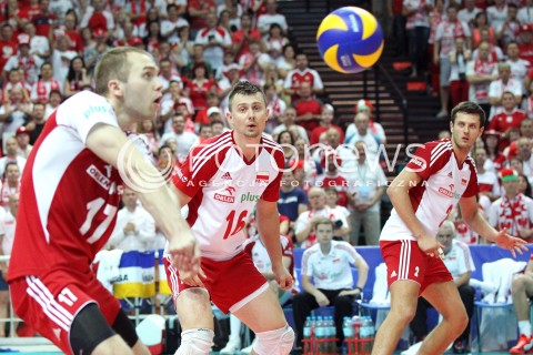  05.07.2013 KATOWICE SPODEK<br />SIATKOWKA MEZCZYZN LIGA SWIATOWA 2013<br />FIVB VOLLEYBALL WORLD LEAGUE 2013 POLSKA - USA <br />N/Z PAWEL ZATORSKI KRZYSZTOF IGNACZAK MICHAL WINIARSKI  <br /> 