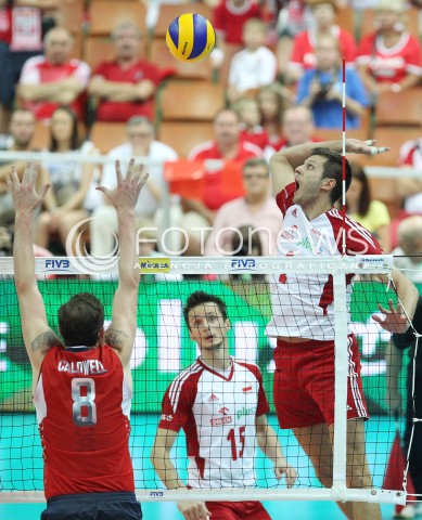  05.07.2013 KATOWICE SPODEK<br />SIATKOWKA MEZCZYZN LIGA SWIATOWA 2013<br />FIVB VOLLEYBALL WORLD LEAGUE 2013 POLSKA - USA <br />N/Z MICHAL WINIARSKI KYLE CALDWELL  <br /> 